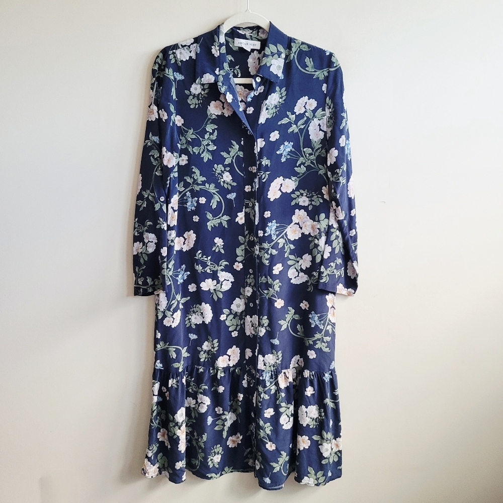 Amour Vert Floral Silk Midi Dress